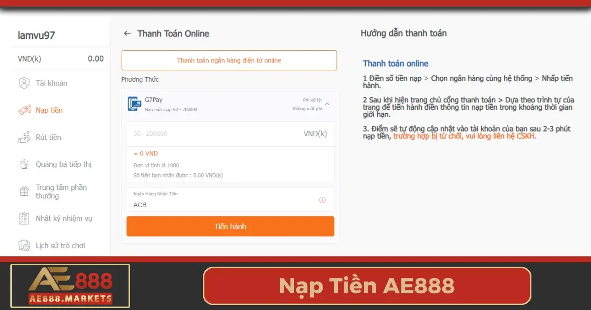 Làm thế nào để nạp tiền AE888 chỉ trong vài bước đơn giản?